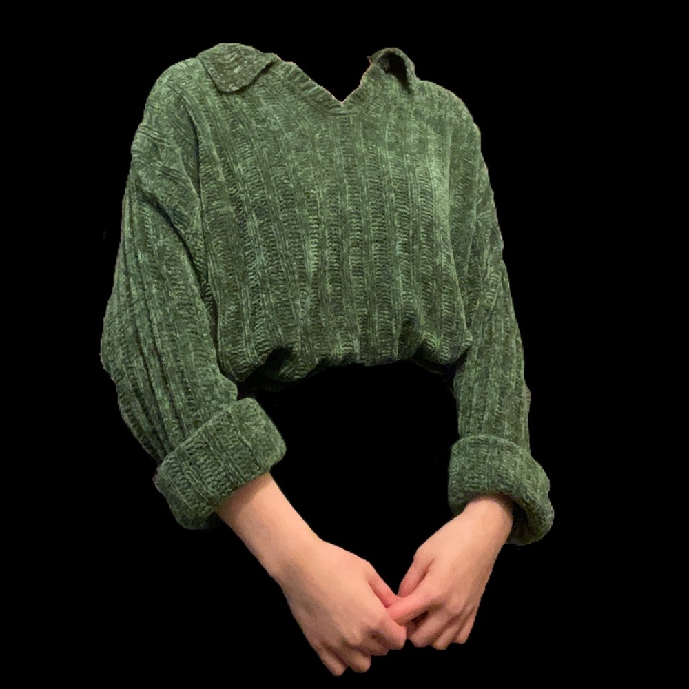vintage aesthetic paul harris design green collared sweater